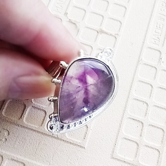 Sz 7.75 ~ Huge Amethyst in Bright Silver! February Birthstone. Intense & Flashy! - Picture 12 of 14